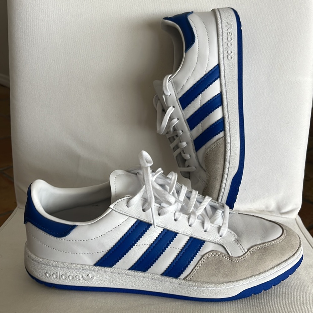 Adidas Men's Originals Team Court Tennis Shoes (EF6051) White  Blue Mens 10.5